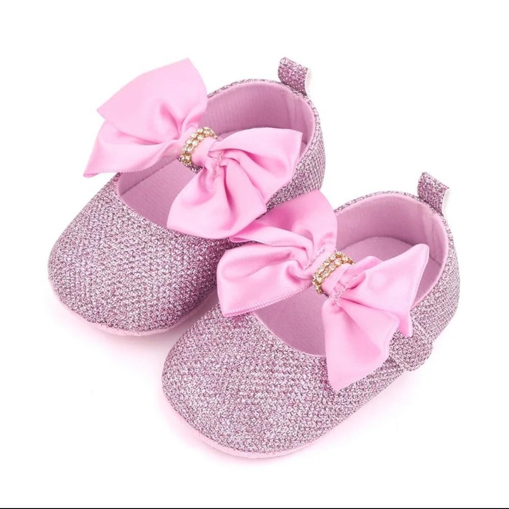 Baby Girl Newborn Pink Rhinestone Shoes 0-6 Months